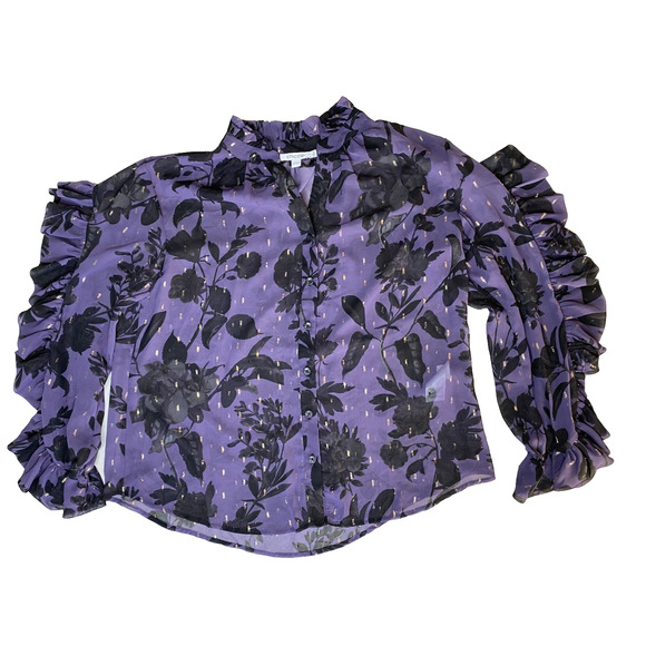 Chicos Blouse Womens Size US 12 Georgette Split Neckline Sheer Romantic Shirt - Picture 9 of 9